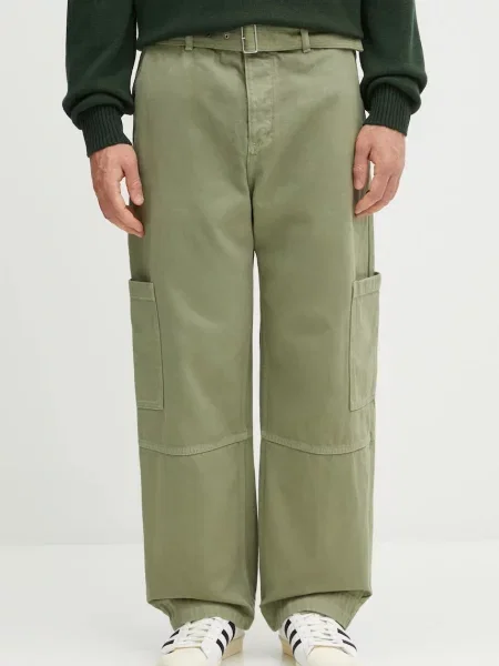 Kalhoty Maison Kitsuné Belted Utility zelená