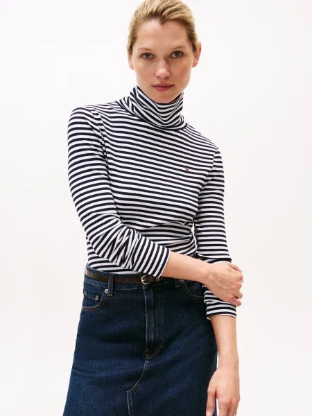Tommy Hilfiger koszulka z długim rękawem Kobiety Dżersej niebieski|biały w S biały