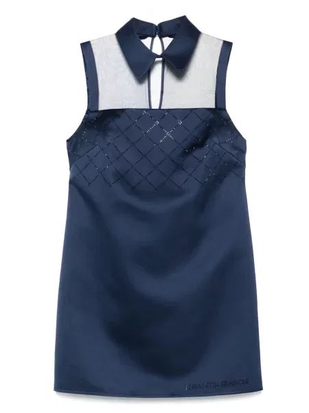 Rochie mini Elisabetta Franchi din satin de costum albastru