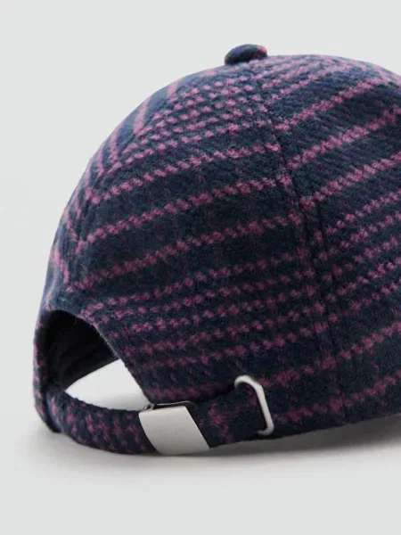 Haftowana czapka z materiału Dzieci lata MANGO KIDS granatowy