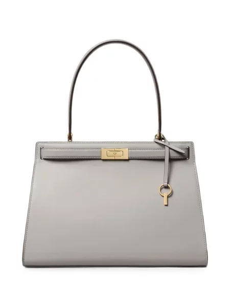 Geantă shopper Tory Burch din piele clasică gri