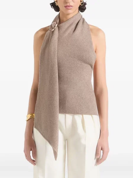 Bluzka Manière De Voir z dekoltem halter brązowa