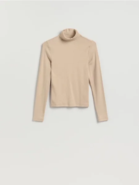 Reserved Longsleeve z golfem kremowy