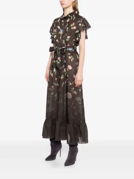 Rochie maxi Cynthia Rowley cu model floral cu imagine maro