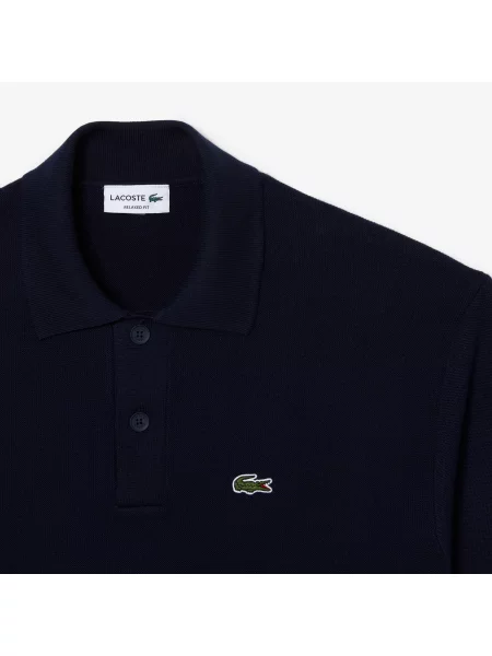 Lacoste Koszulka Polo Z Organicznej Bawełny Z Kołnierzykiem granatowa