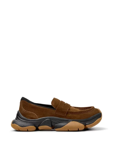 Pantofi loafer Camper din piele de căprioară maro