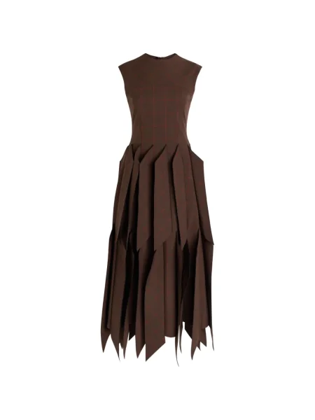 Sukienka midi A.w.a.k.e. Mode w kratkę do kolan garniturowa brązowa