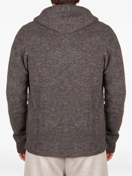Πλεκτό hoodie Atomo Factory με κορδόνι γκρι