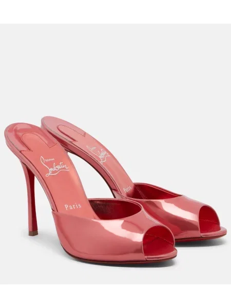 Papuci tip mules Christian Louboutin din piele roz