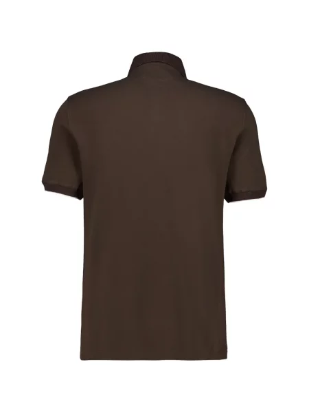 Tricou polo Brunello Cucinelli cu broderie maro