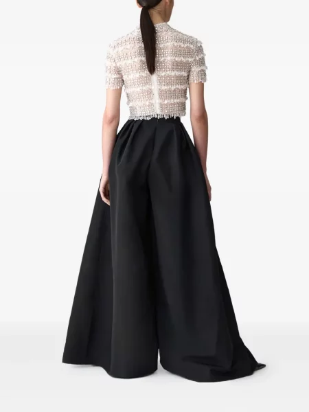 Pantaloni Carolina Herrera de mătase plisate negru