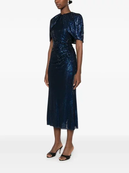 Stras rochie midi Self-portrait albastru