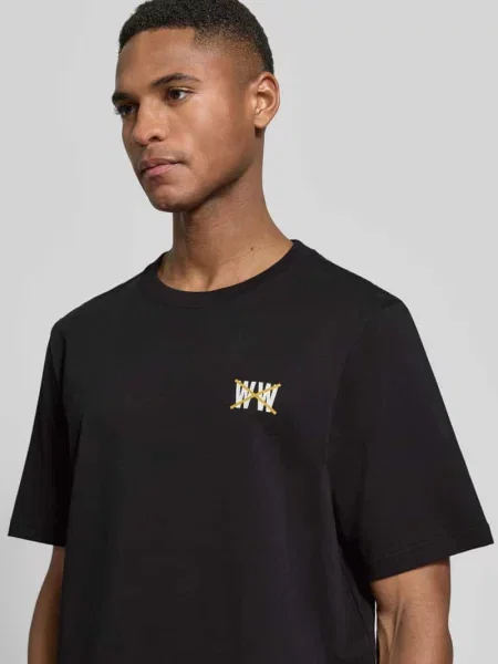T-shirt o kroju regular fit z nadrukiem z logo model Bobby' Wood Wood czarna