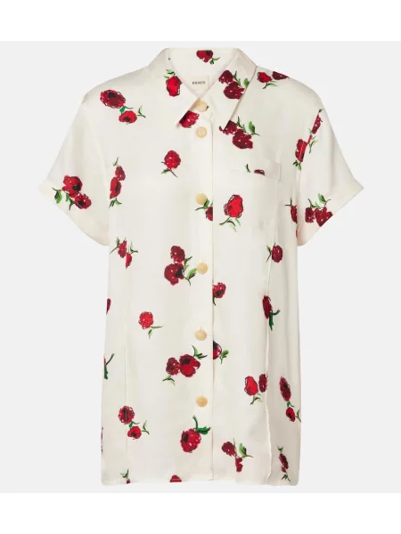 Cămașă Khaite cu imagine din țesătură twill alb