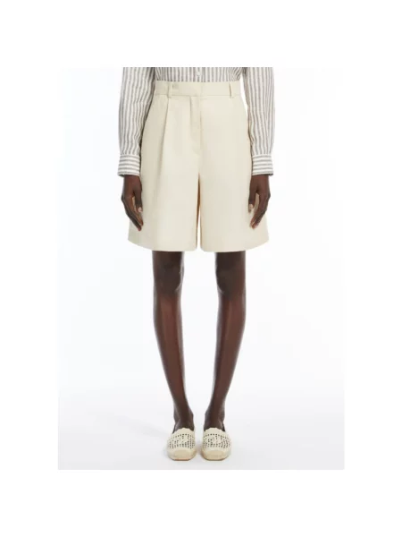 Weekend Max Mara Bermudy Ecuba Écru beżowe