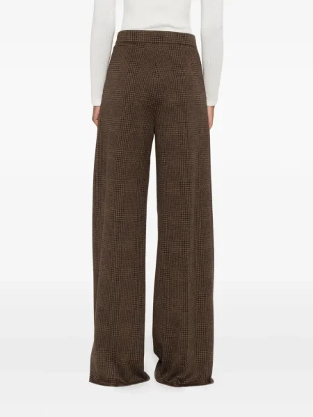 Pantaloni Max Mara în carouri plisate maro