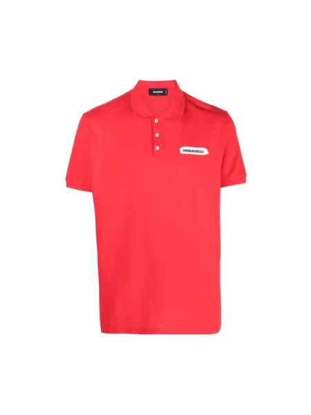 Koszulka polo Dsquared2 z nadrukiem czerwona