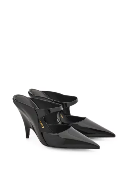 Papuci tip mules Ferragamo cu pană negru