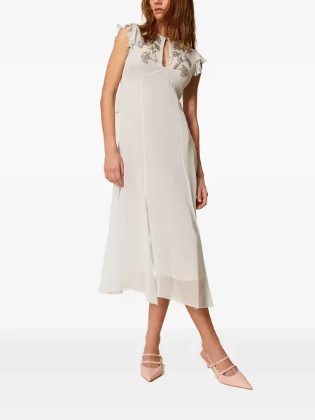 Rochie Twinset cu volane de costum alb