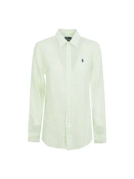 Lniana koszula Ralph Lauren w paski zielona