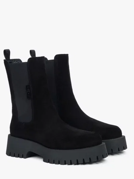 Велюровые ботинки челси Estro черные