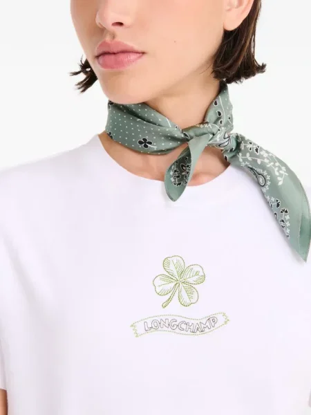 Fular Longchamp de mătase verde