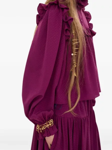 Top Chloé de mătase cu volane violet