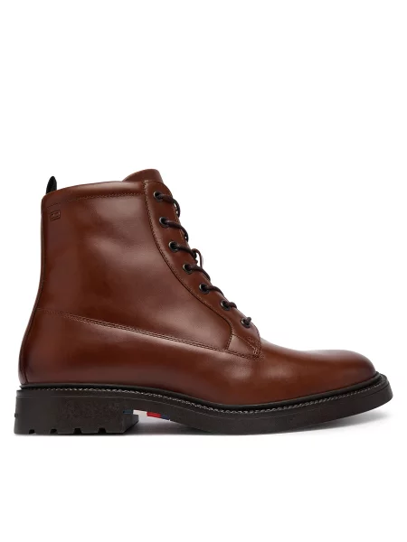 Tommy Hilfiger Зимни обувки Corporate Casual Lth Boot кафяв