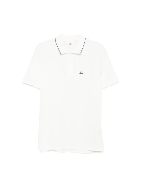Koszulka polo C.p. Company z krótkim rękawem ze stretchu z logo biała