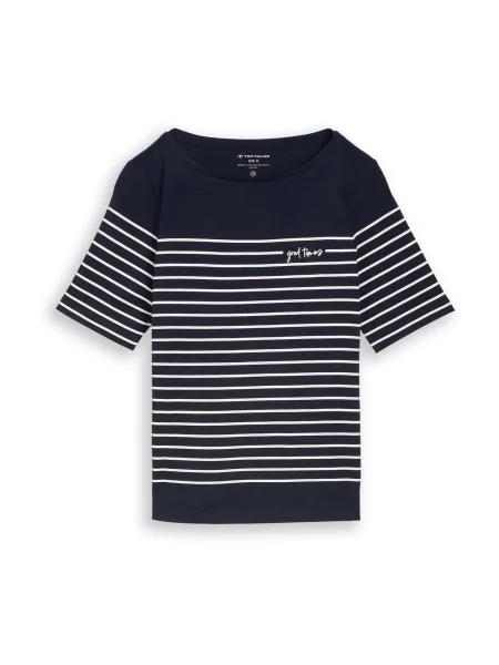 TOM TAILOR Tricou albastru închis alb