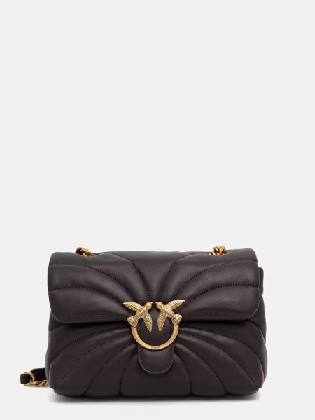 Pinko De piele geantă pe umăr Love Puff Classic Cl maro