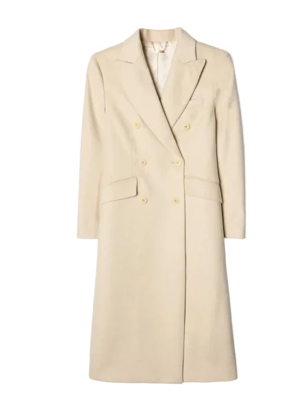 GOBI Cashmere Palton de primăvară-toamnă Double-Breasted Long Coat' bej