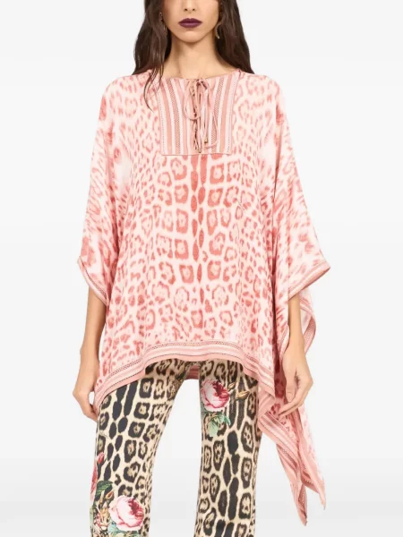 Top Roberto Cavalli cu imagine cu model leopard roz