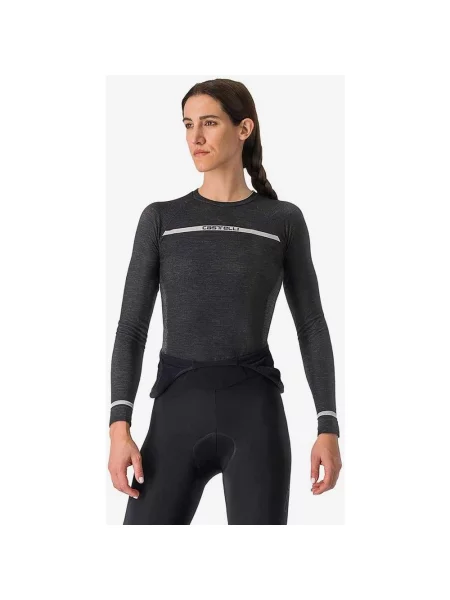 Koszulka rowerowa Castelli Merino Seamless długi rękaw ciemny S-M szary