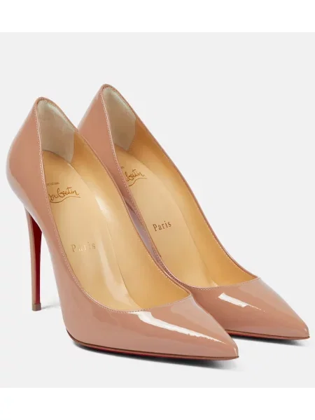 Pantofi cu toc Christian Louboutin din piele de lac bej