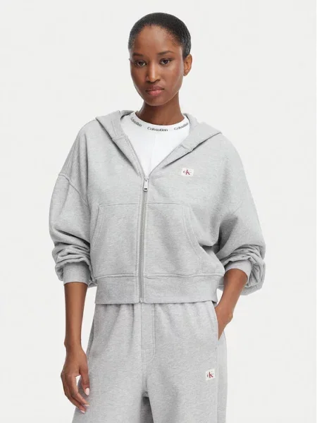 Bluza rozpinana oversized z kapturem szara