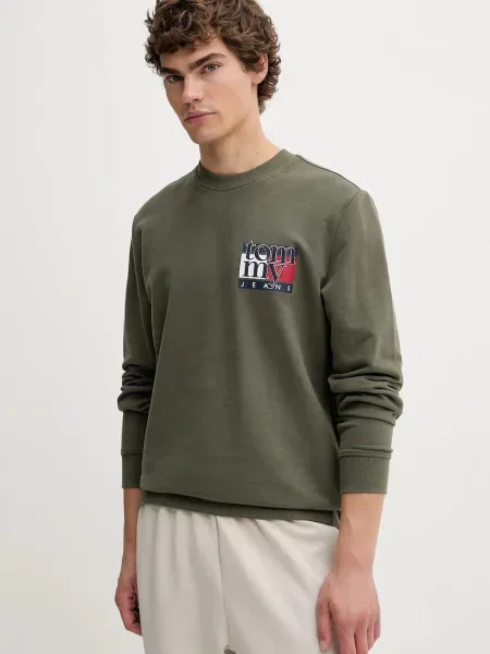 Суитчър Tommy Jeans с принт зелено