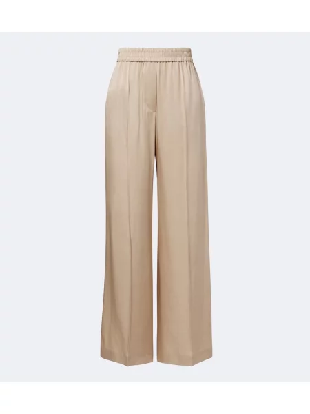 Pantaloni Brunello Cucinelli din satin bej