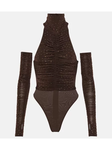 Top Alex Perry z dekoltem halter brązowy