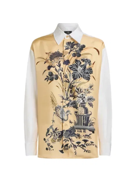 Cămașă Etro de mătase cu model floral cu imagine alb