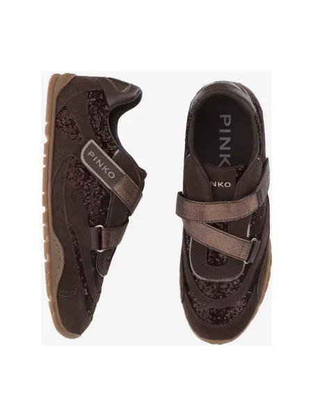 Sneakersy Pinko skórzane brązowe