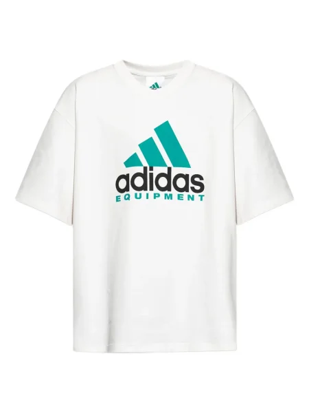 Tricou Adidas cu dungi cu imagine alb