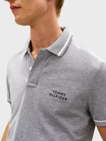 Поло Tommy Hilfiger из твилла серое
