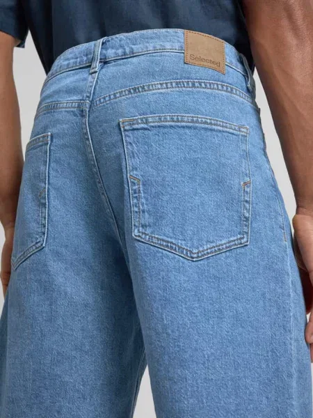 Szorty jeansowe o kroju regular fit z mieszanki bawełny model ALEX' Selected Homme niebieskie