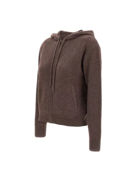Bluza z kapturem Sporty And Rich wełniana z logo brązowa
