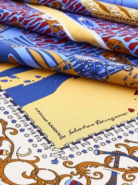 Pantaloni palazzo Ferragamo albastru