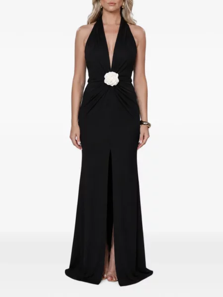 Rochie maxi Roserry cu model floral negru
