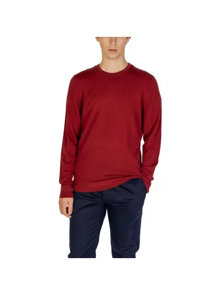 Sweter Calvin Klein Jeans wełniany z okrągłym dekoltem niebieski
