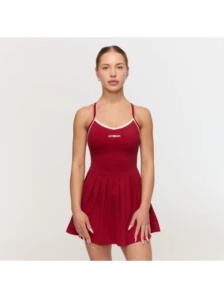 Sukienka fitness z wbudowanymi szortami Varsity czerwona