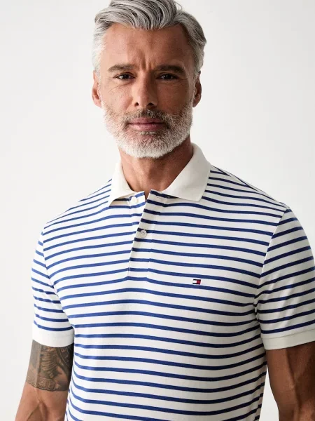 Tommy Hilfiger тениска с яка мъжка от синьо